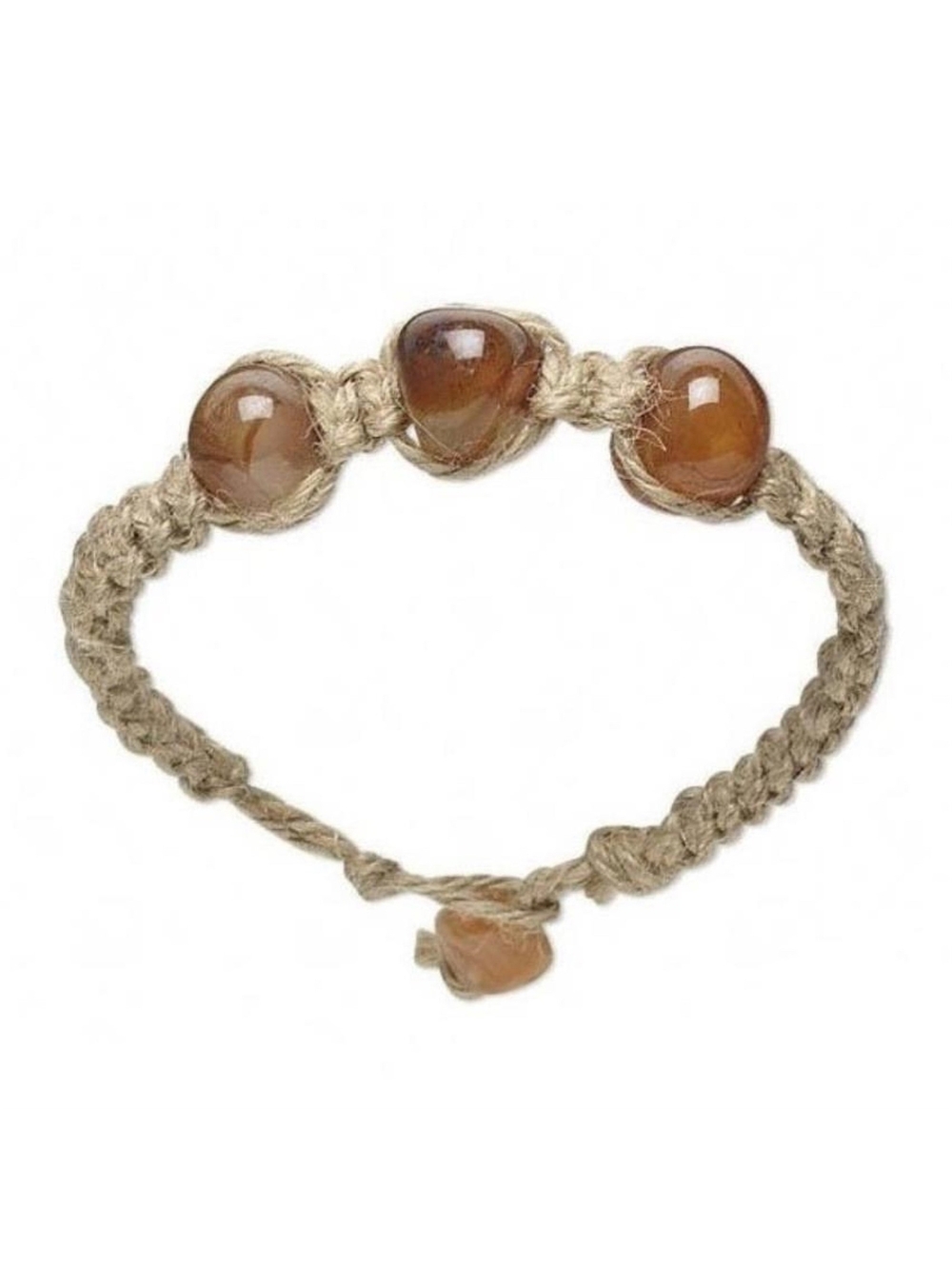 Honey Agate Beads Gemstone Bracelet Hemp Macrame with Button Clasp